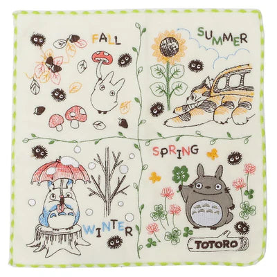 MARUSHIN Studio Ghibli My Neighbor Totoro Full Embroidery Mini Towel 'Four Seasons Of Nature'