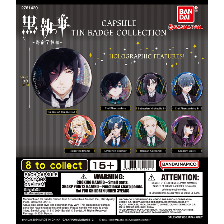 BLACK BUTLER CAPSULE TIN BADGE COLLECTION
