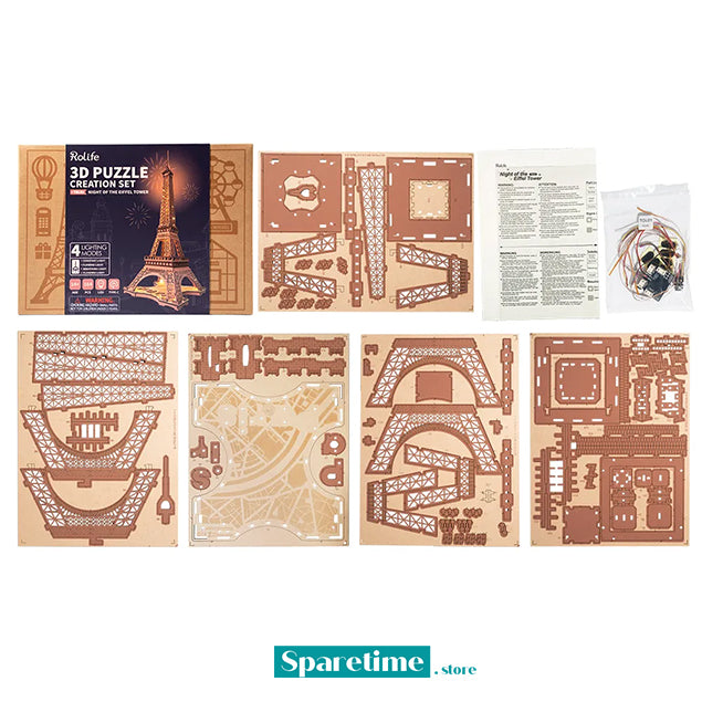 Rolife Night of the Eiffel Tower 3D Wooden Puzzle TGL01