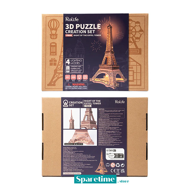 Rolife Night of the Eiffel Tower 3D Wooden Puzzle TGL01