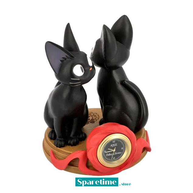 Jiji and Stuffed Plush Jiji Statue Desk Clock "Kiki's Delivery Service", Benelic