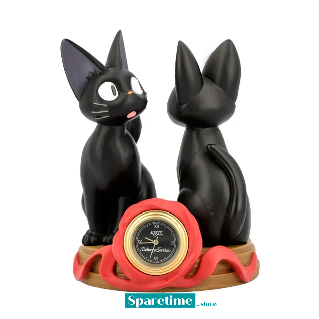 Jiji and Stuffed Plush Jiji Statue Desk Clock "Kiki's Delivery Service", Benelic