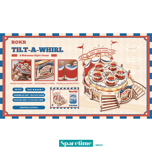 ROKR Tilt-A-Whirl DIY Music Box 3D Wooden Puzzle