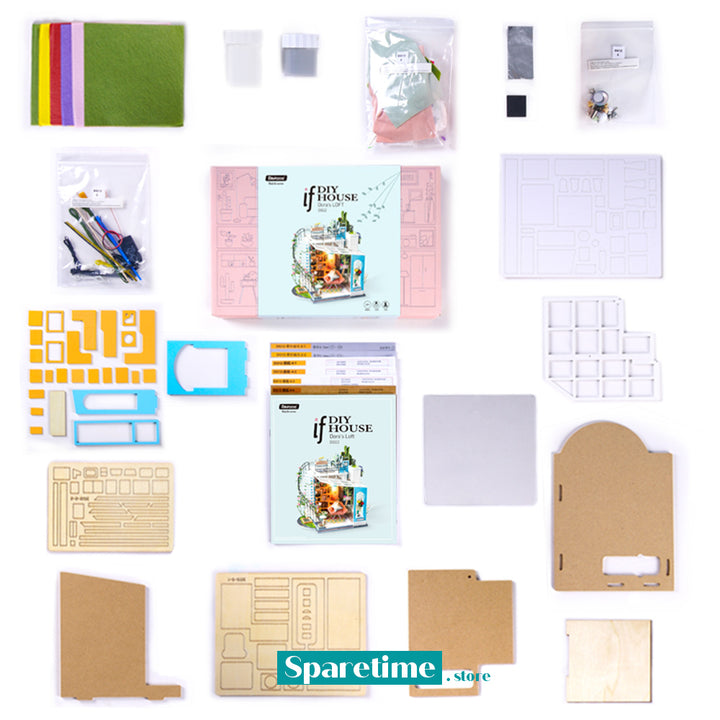 Rolife Dora's Loft DIY Miniature Dollhouse Kit DG12