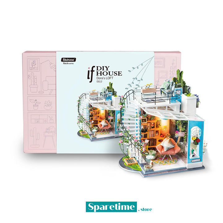 Rolife Dora's Loft DIY Miniature Dollhouse Kit DG12