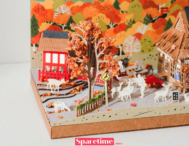 Autumn Maple & Deer in Nara
