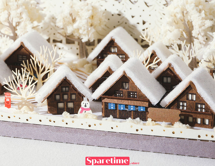 Winter Snow Village jeancard 3d paper craft puzzle diy