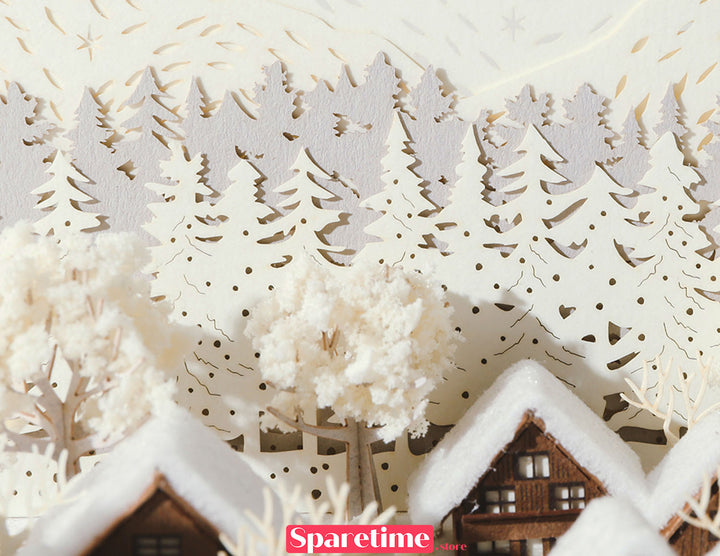 Winter Snow Village jeancard 3d paper craft puzzle diy