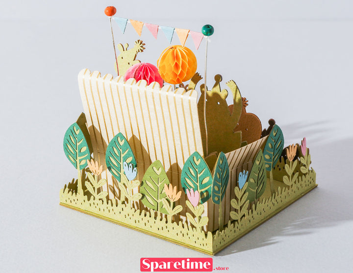 Good Times landscape / Birthday party-animal jeancard papernthougt diy paper craft 3d puzzles