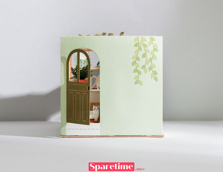 Memorial Day Landscapes / Cat with plant house jeancard 3d paper craft puzzle diy