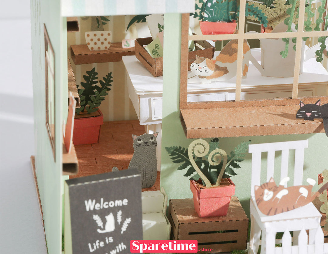 Memorial Day Landscapes / Cat with plant house jeancard 3d paper craft puzzle diy