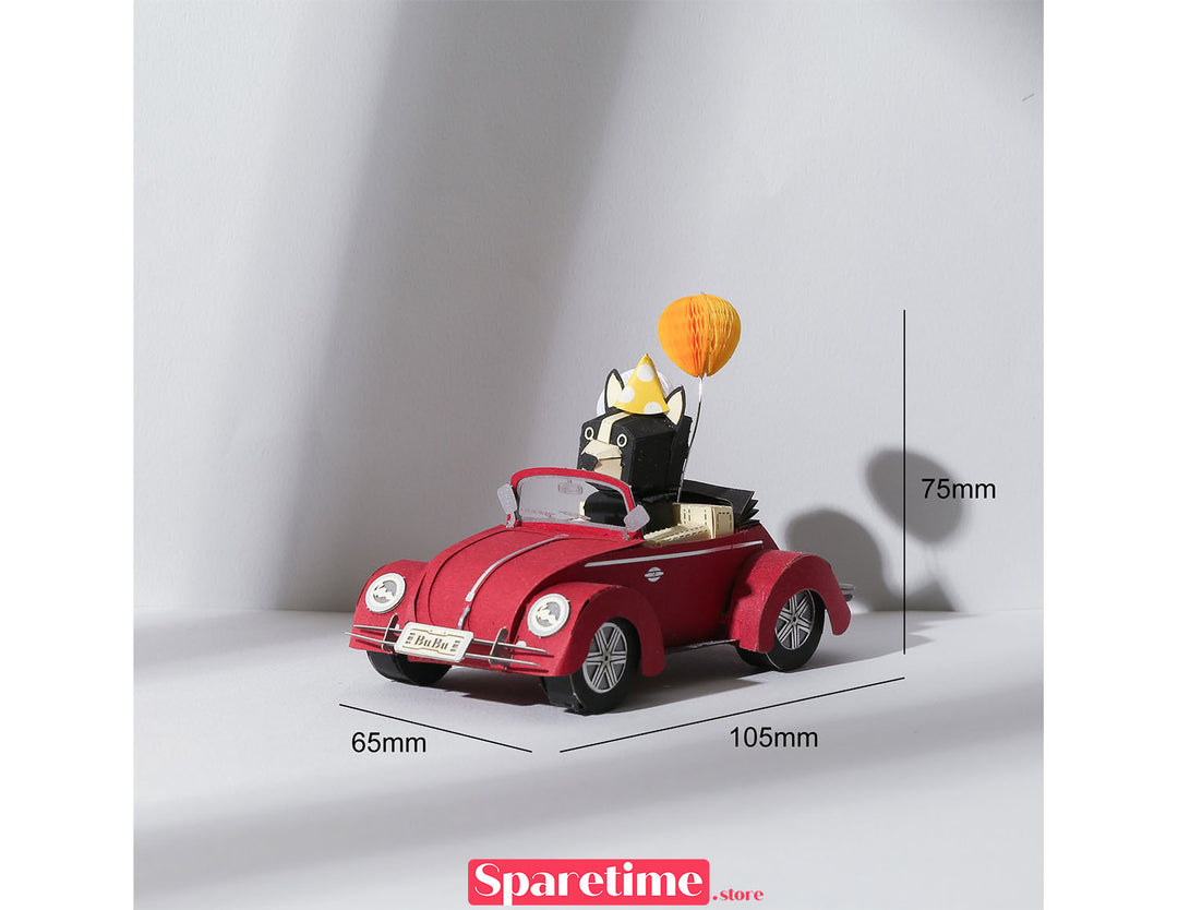 Toy Car DIY Kit / French Bulldog Cabriolet jeancard 3d paper craft puzzle diy