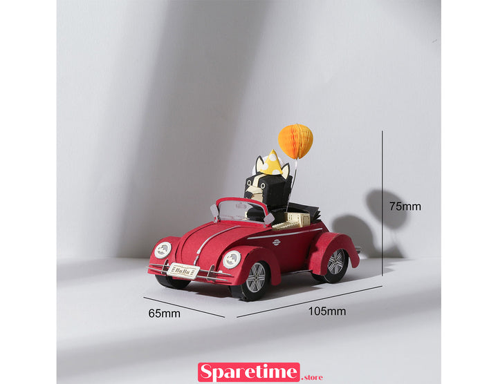 Toy Car DIY Kit / French Bulldog Cabriolet jeancard 3d paper craft puzzle diy