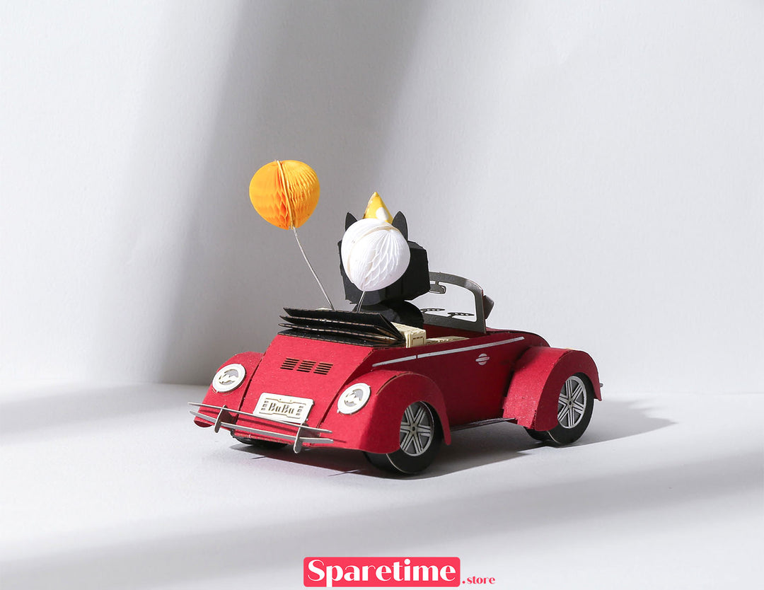 Toy Car DIY Kit / French Bulldog Cabriolet jeancard 3d paper craft puzzle diy
