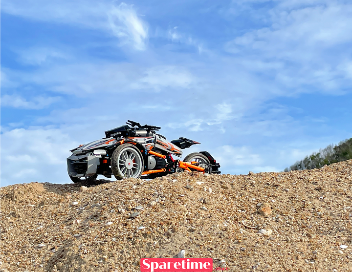 Three Wheel Sports Racing Motorcycle with Motor and Remote Control Building Block Toy Set