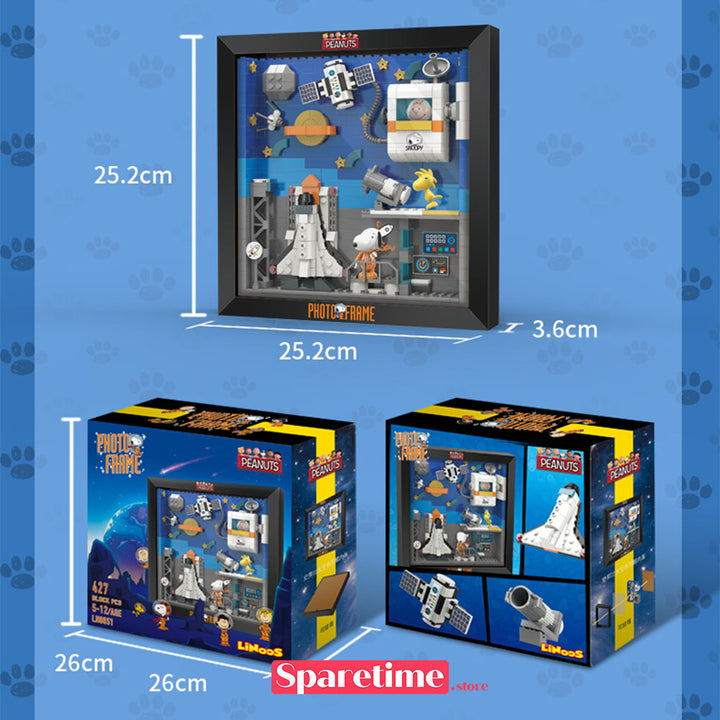 Peanuts Snoopy Space Traveler Anniversary Photo Frame Building Block linoos