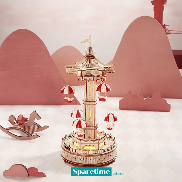 ROKR Parachute Tower DIY Music Box 3D Wooden Puzzle EA01