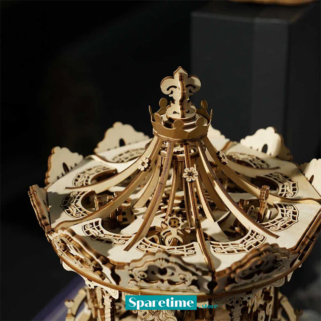 ROKR Romantic Carousel Mechanical Music Box 3D Wooden Puzzle AMK62