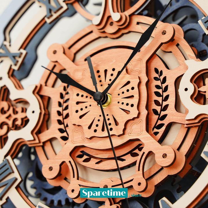 ROKR Romantic Note Wall Clock Mechanical Gear 3D Wooden Puzzle LC701
