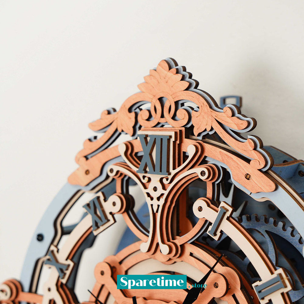 ROKR Romantic Note Wall Clock Mechanical Gear 3D Wooden Puzzle LC701