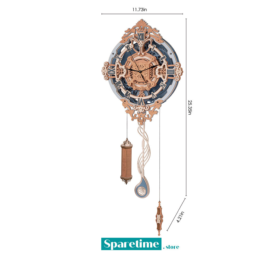 ROKR Romantic Note Wall Clock Mechanical Gear 3D Wooden Puzzle LC701