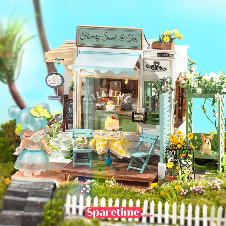 robotime Rolife Flowery Sweets & Teas Miniature Dollhouse kit