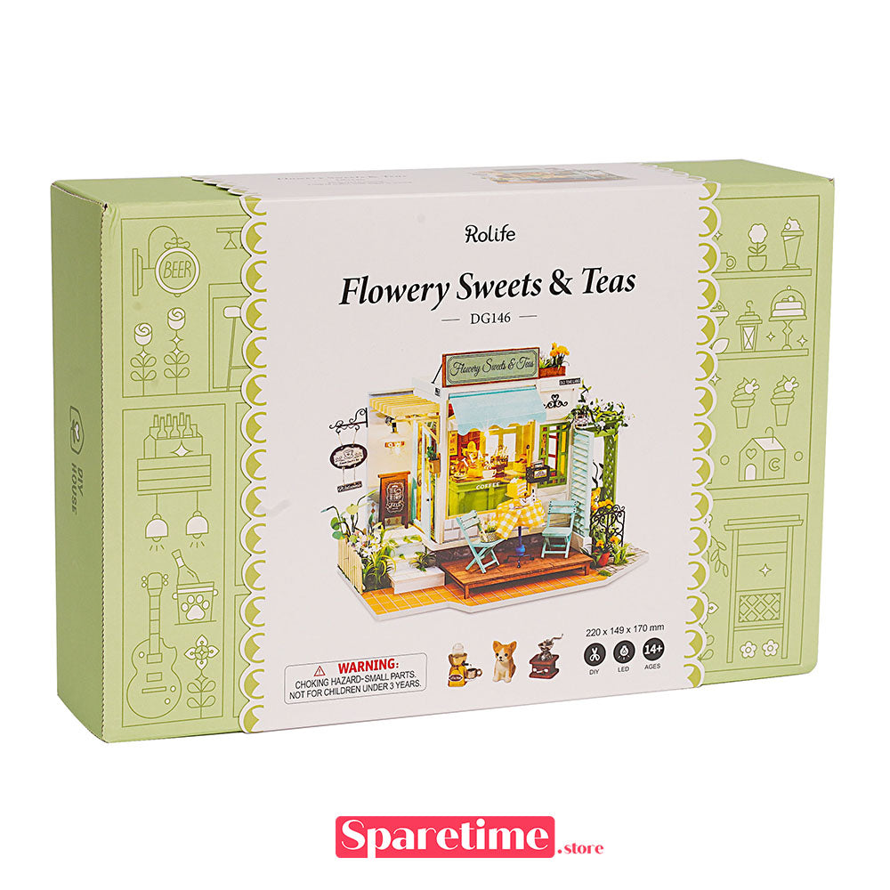 robotime Rolife Flowery Sweets & Teas Miniature Dollhouse kit