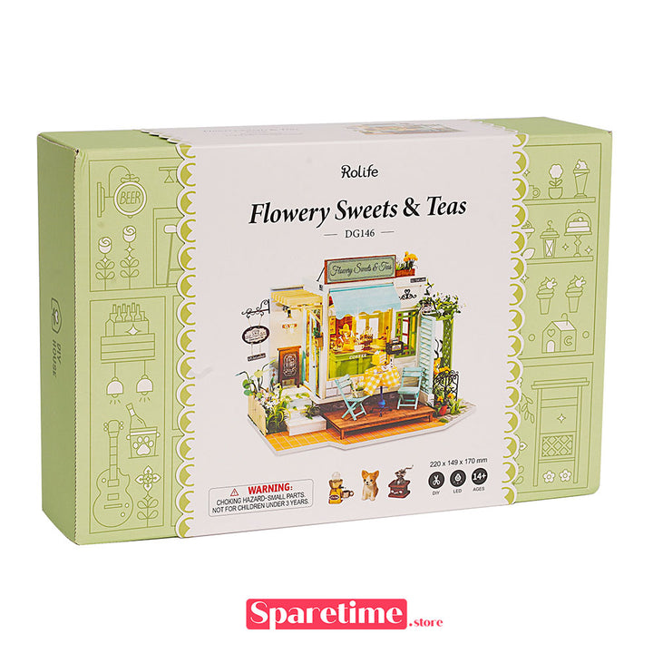 robotime Rolife Flowery Sweets & Teas Miniature Dollhouse kit