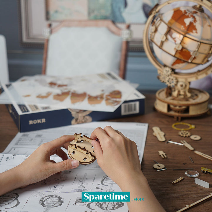 ROKR Luminous Globe 3D Wooden Puzzle ST003