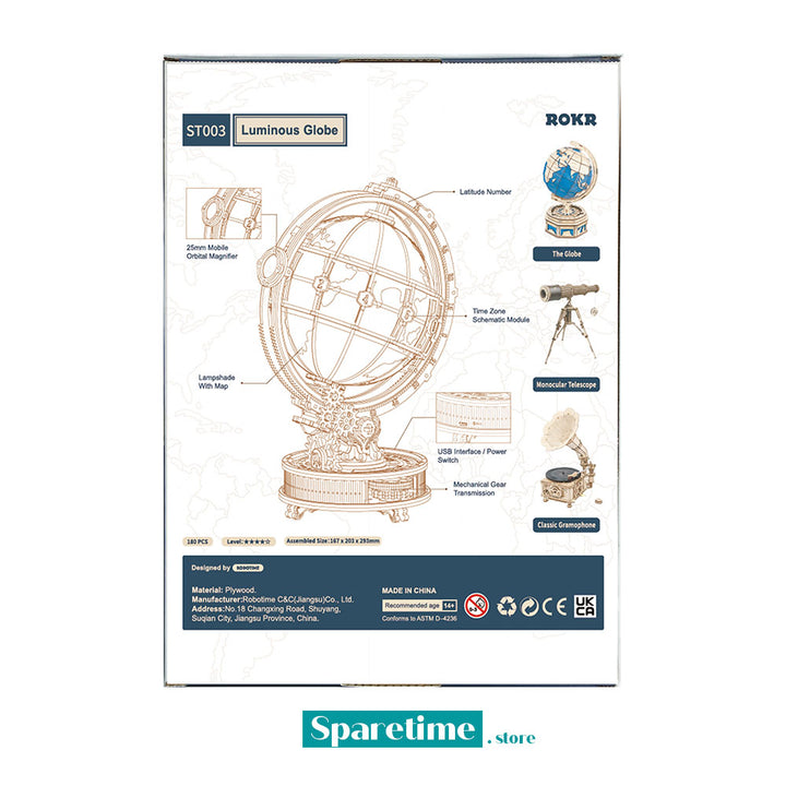 ROKR Luminous Globe 3D Wooden Puzzle ST003