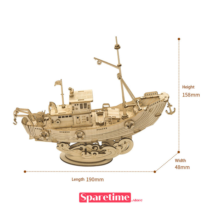 Robotime Rolife Fishing Ship 3D Wooden Puzzle