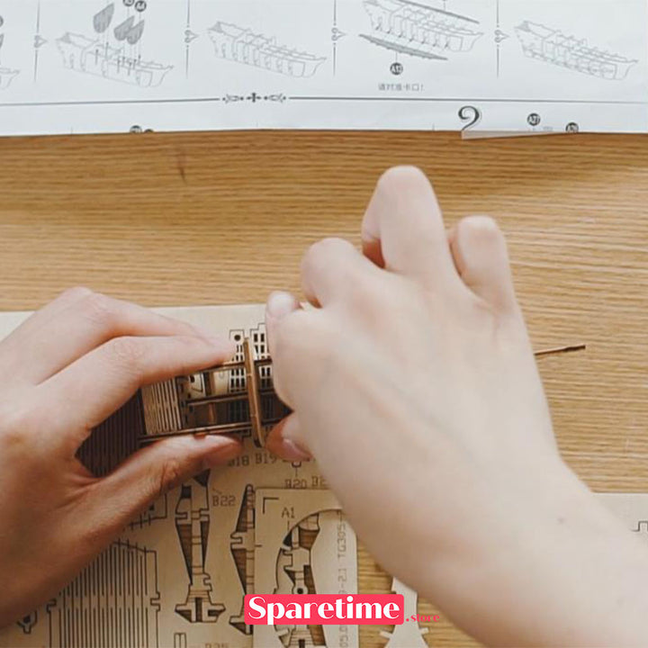 Robotime Rolife Fishing Ship 3D Wooden Puzzle