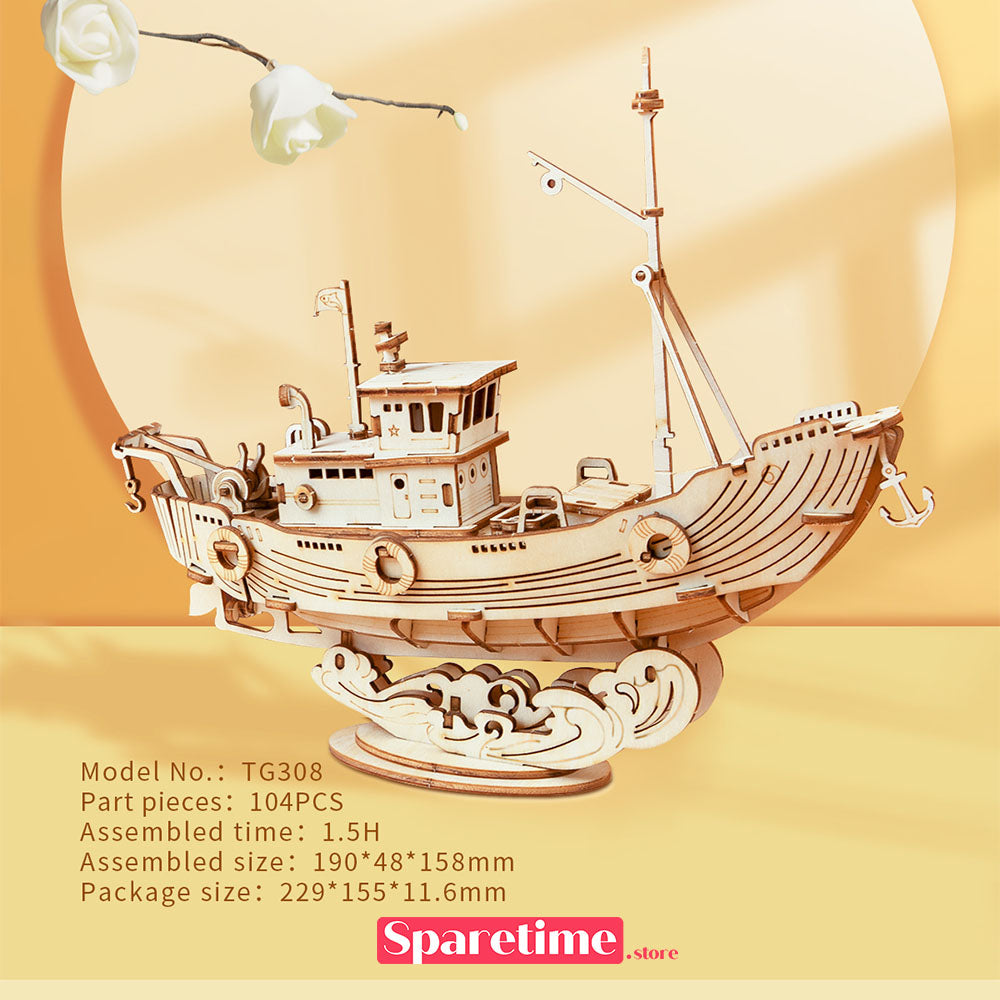 Robotime Rolife Fishing Ship 3D Wooden Puzzle