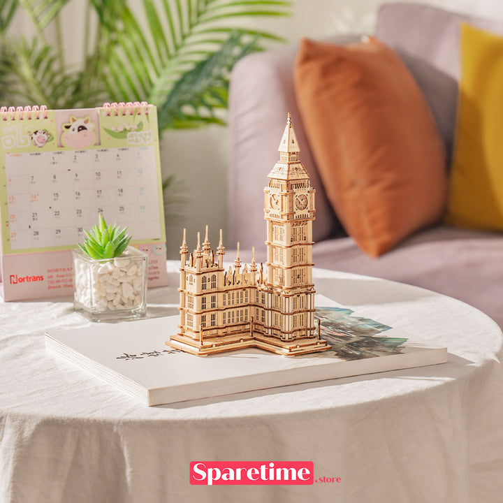 Robotime Rolife Big Ben With Lights Modern 3D Wooden Puzzle with light