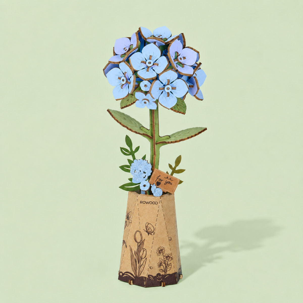 Rowood Blue Hydrangea DIY Wooden Flower 3D Puzzle TW141 Wooden Flower 3D Puzzle