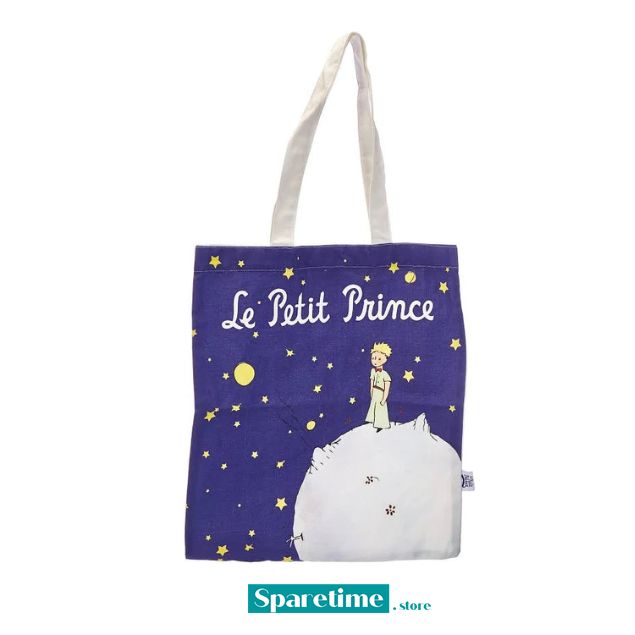 The Little Prince Book-Themed Canvas Tote Carrying Bag for Book Lovers (Blue)
