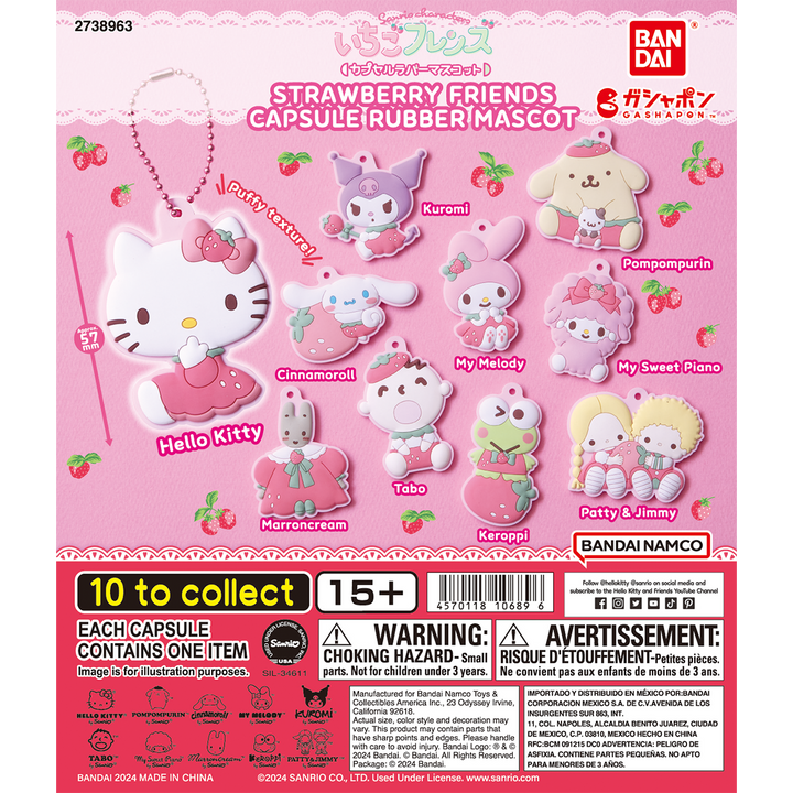 SANRIO CHARACTERS STRAWBERRY FRIENDS CAPSULE RUBBER MASCOT