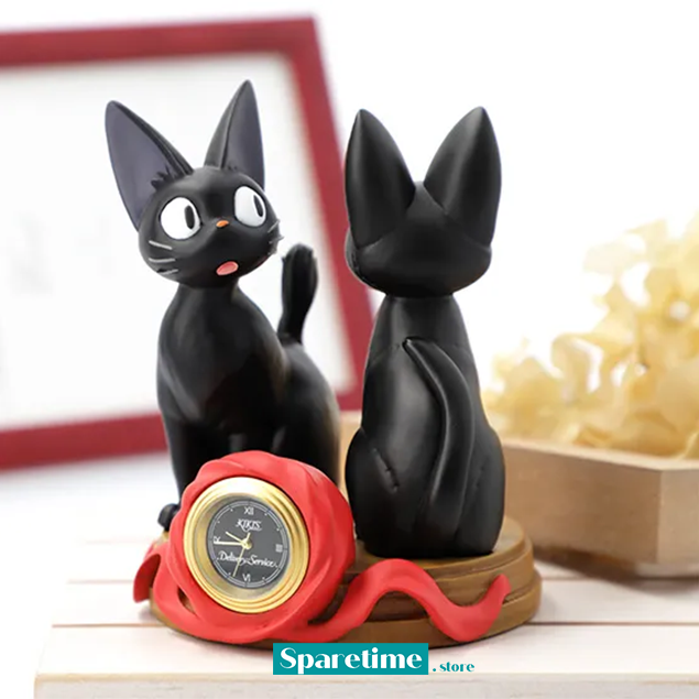 Jiji and Stuffed Plush Jiji Statue Desk Clock "Kiki's Delivery Service", Benelic
