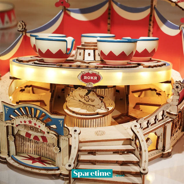 ROKR Tilt-A-Whirl DIY Music Box 3D Wooden Puzzle 