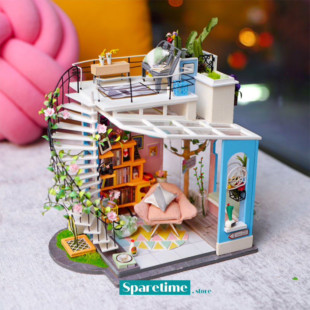Rolife Dora's Loft DIY Miniature Dollhouse Kit DG12