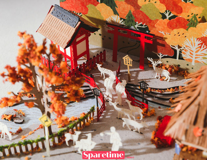 Autumn Maple & Deer in Nara