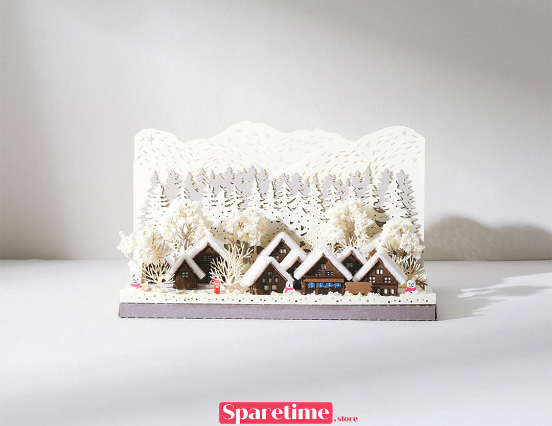 Winter Snow Village jeancard 3d paper craft puzzle diy