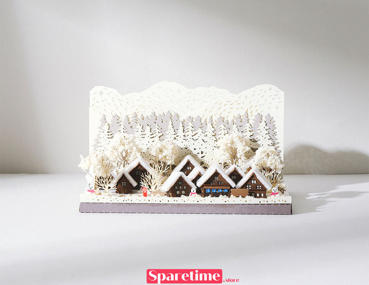 Winter Snow Village jeancard 3d paper craft puzzle diy