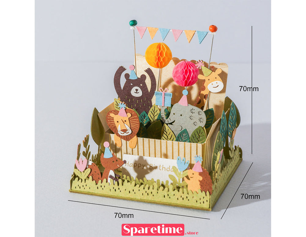 Good Times landscape / Birthday party-animal jeancard papernthougt diy paper craft 3d puzzles