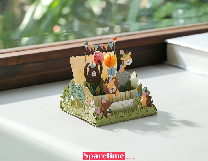 Good Times landscape / Birthday party-animal jeancard papernthougt diy paper craft 3d puzzles