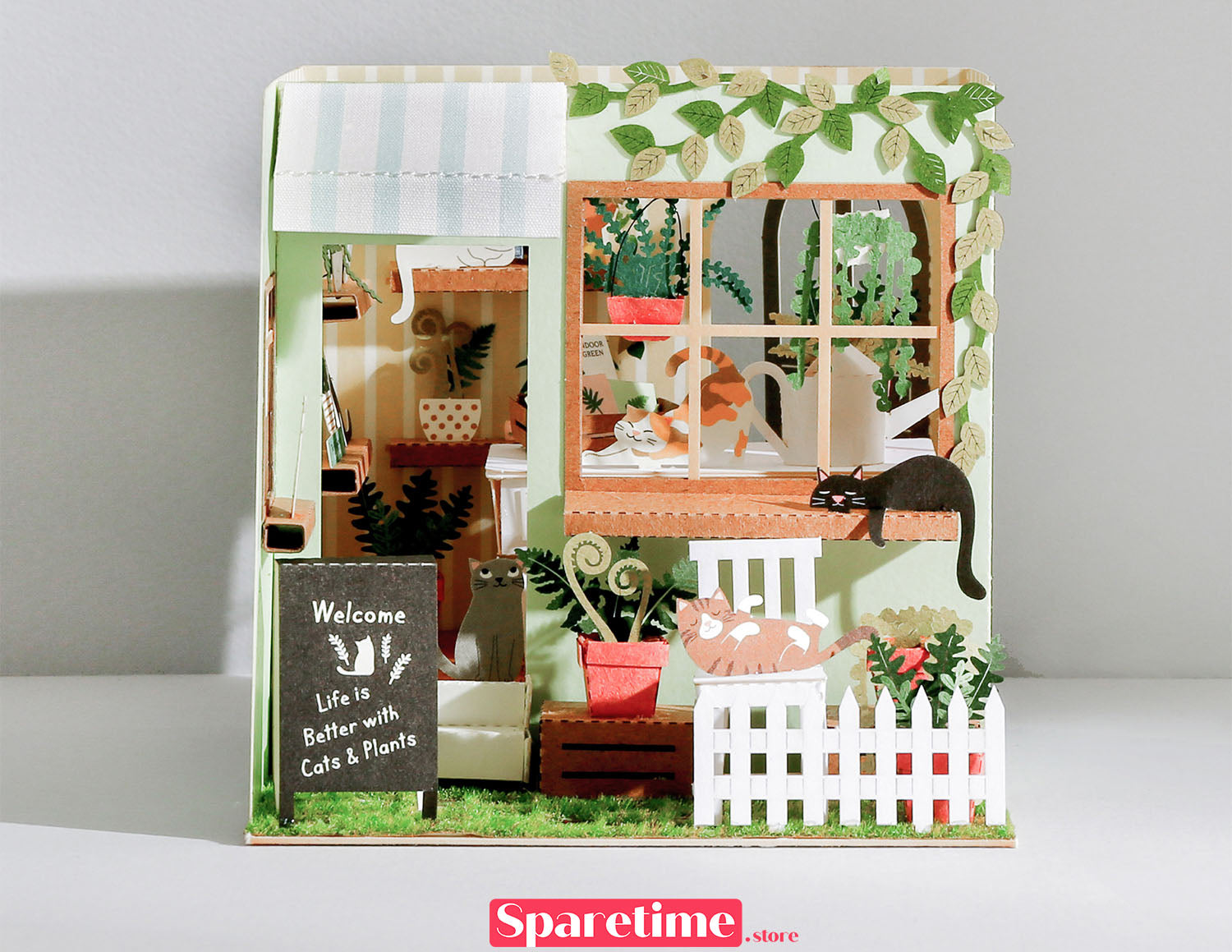 Memorial Day Landscapes / Cat with plant house jeancard 3d paper craft puzzle diy