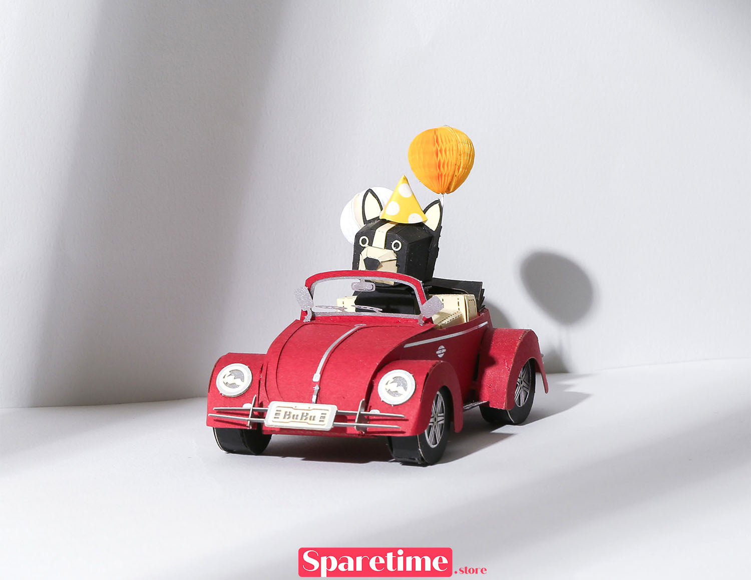 Toy Car DIY Kit / French Bulldog Cabriolet jeancard 3d paper craft puzzle diy