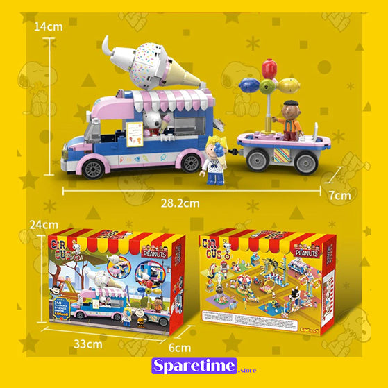 Peanuts Snoopy Circus Ice Cream Truck Blocks Set