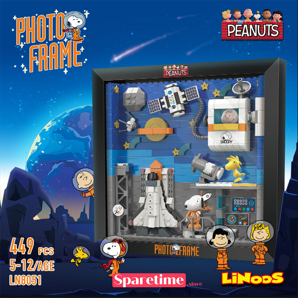 Peanuts Snoopy Space Traveler Anniversary Photo Frame Building Block linoos