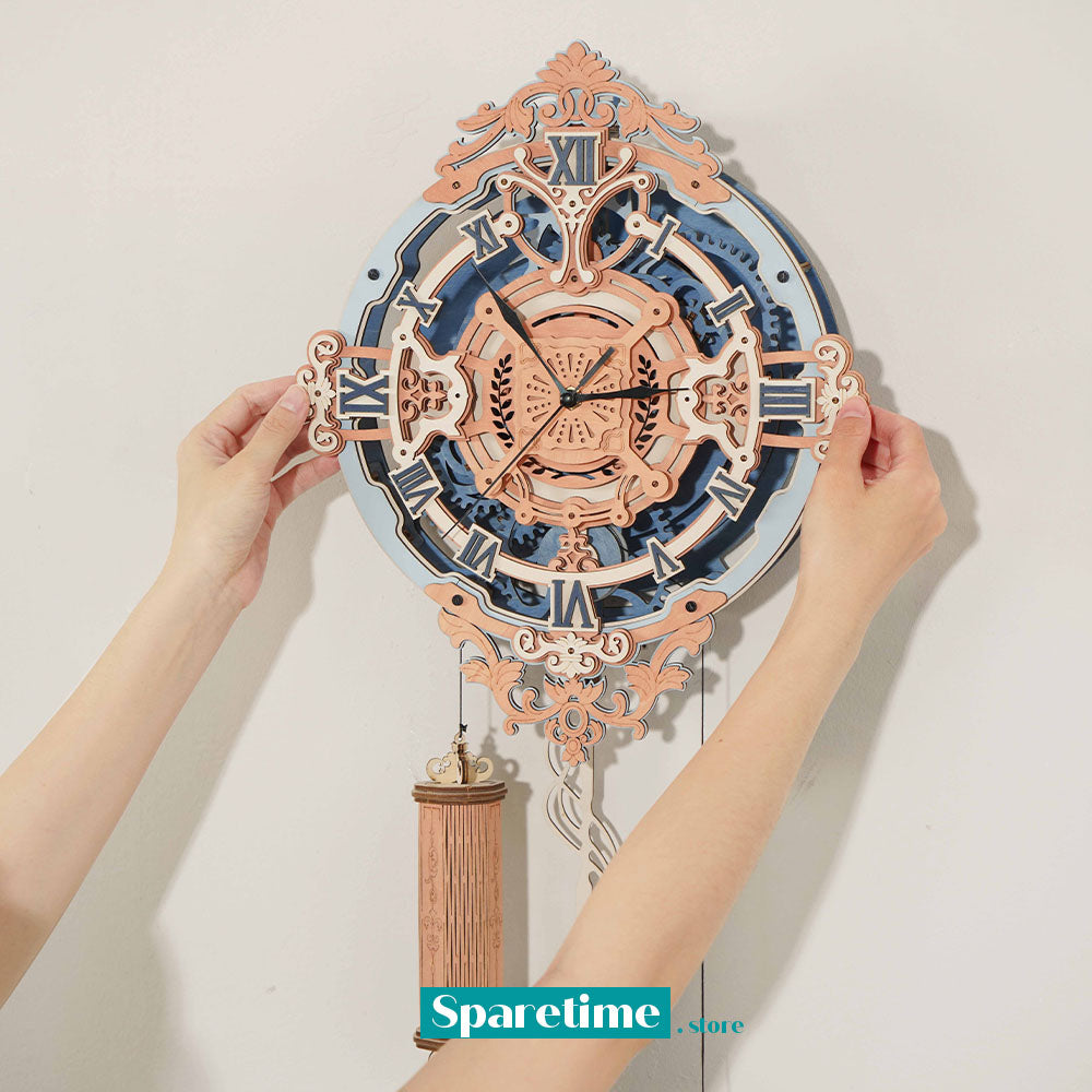 ROKR Romantic Note Wall Clock Mechanical Gear 3D Wooden Puzzle LC701